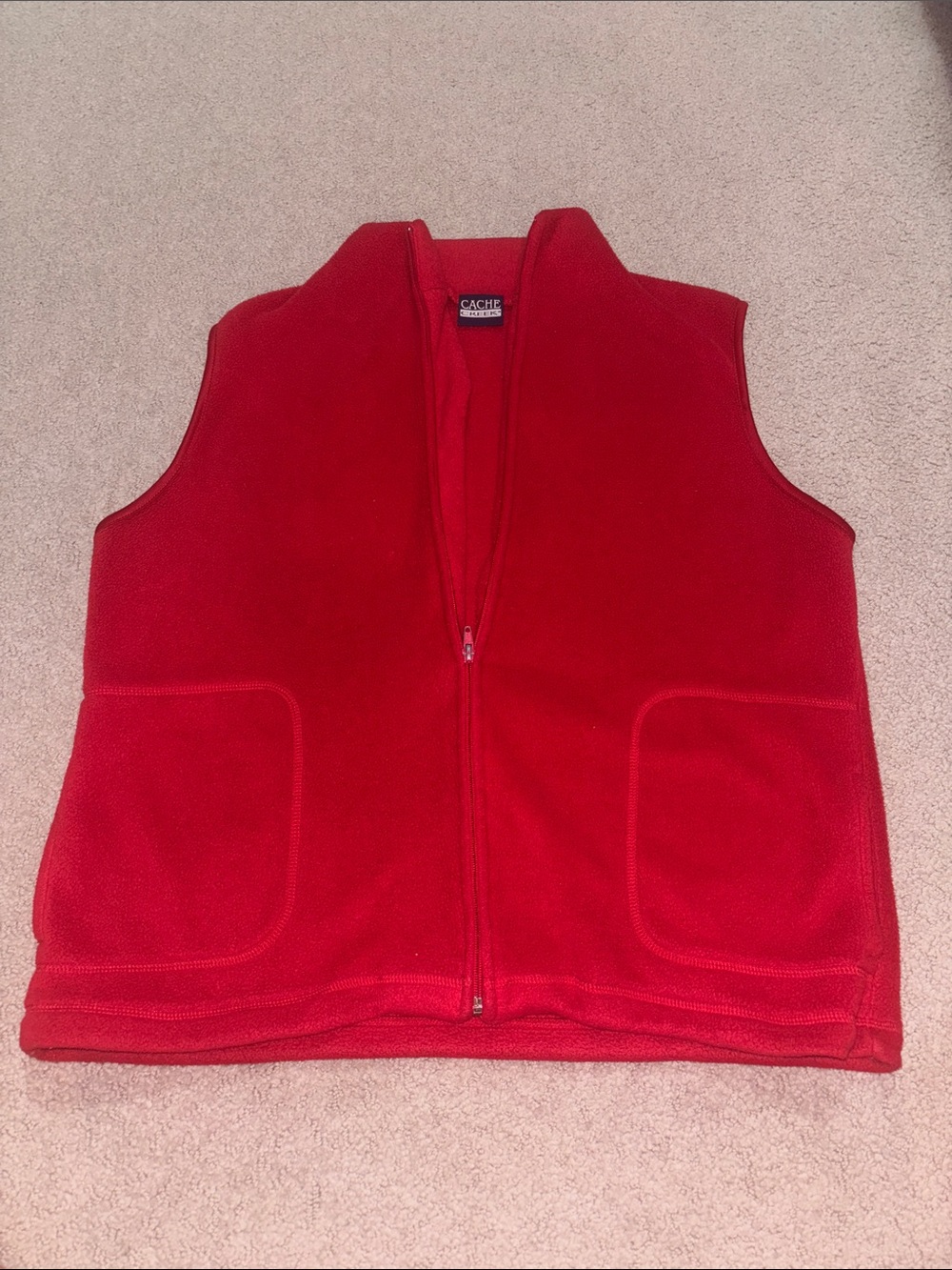 Cache Women's Red Fleece Vest with Front Zip